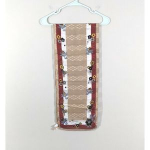 100% silk Vintage tan striped floral rectangle Scarf NOS 52x10 in made in Italy